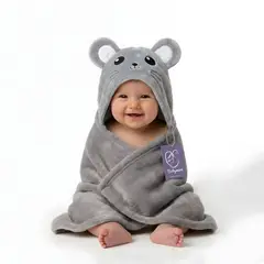BABYMINE - Toalla Para Bebé Con Capucha Ratón Gris -