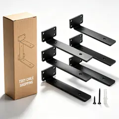 TSKY CHILE SHOPPING - Pack 6 Escuadras Invisibles 15cm Soportes Ocultos Para Repisa Flotante Tipo T Pesado Con Tornillo