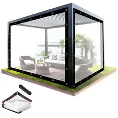 AMBM SHOP - Lona Transparente Resistentes Con Ojales De 3x3 metros Impermeable + 10m Cuerda