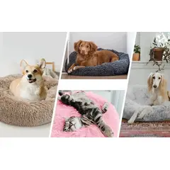 GENERICO - Cama para Perro y Gato Antiestres tipo Felpa gris oscuro 80 cms