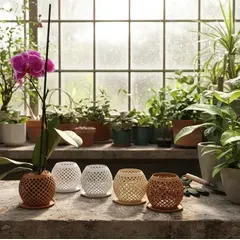 GENERICO - Maceta Para Orquideas Beige + Sustrato Mix Orquidea 2 Litros