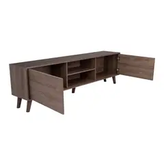 FMFURNITURE - Rack Tv Con Capacidad Hasta 70 2 Puertas Café Oscuro