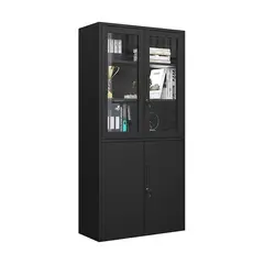 GENERICO - Estante Armario Metalico 4 Puertas Negro