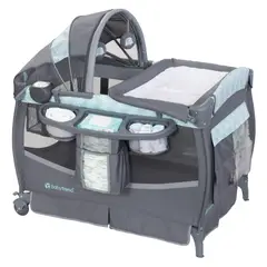 BABY TREND - Cuna Corral Deluxe II Hexagon Geo con Música y Mudador