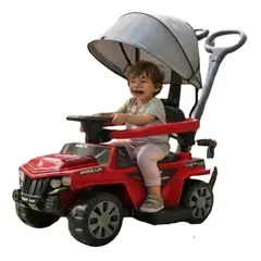 GENERICO - Carrito Montable Correpasillos Con Sombrilla Luces Y Sonido Rojo