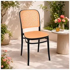 NOVAHUS - Silla Comedor y Terraza Plástica Cairo NegraBeige Grande