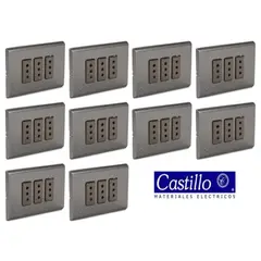INDUSTRIA CASTILLO LTDA - Pack 10 un. Toma Corriente Triple Embutida, Color Grafito -Industria Castillo