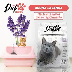 THE DUKE COMPANY - Arena Sanitaria Para Gatos Cristales De Silice Sin Polvo Aroma Lavanda 1.6 Kg Duke Control De Olores