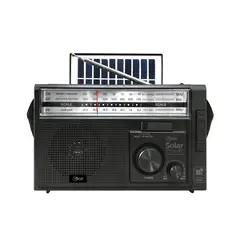 MLAB - Radio Retro Recargable Bluetooth Solar 9472 Color Negro Solar EnergyLight 1970´s