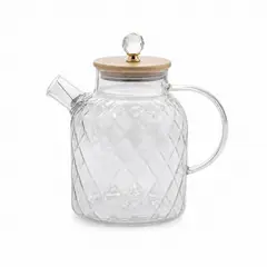 GENERICO - Tetera de Vidrio Borosilicato 1800ml con tapa de bambú, Jarra para té y bebidas frías y calientes
