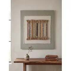 TELARES DE ESTILO - Cuadro Decorativo Hecho a Mano Lino Yute Lana 70x60