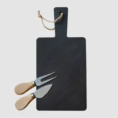 WAYU - SET APERITIVO 3 PIEZAS TABLA PIEDRA PIZARRA