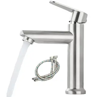 AMBM SHOP - Llave Monomando Frío Caliente Lavatorio Lavamanos con Tubo de entrada de agua de 60 cm