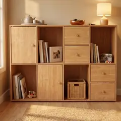 GENERICO - Aparador Buffet 110x30x80 cm Madera 4 Cajones 2 Puertas 4 Nichos MDF 12 mm