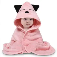 BABYMINE - Toalla Para Bebé Con Capucha Kawai Rosado -