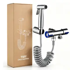TSKY CHILE SHOPPING - Ducha Higiénica Bidet Mano Acero Inoxidable 304 con Manguera 2m y Soporte para Inodoro Baño