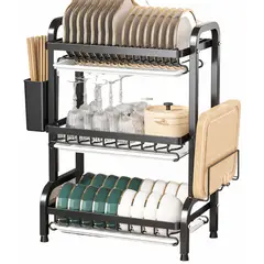EVERSO - Escurridor Organizador Rack Cocina Secador Platos 3Niveles