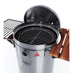 INGRILL - Barril Parrilla Ahumador y Asador Grande Premium Plateado