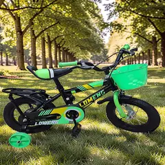 GENERICO - BICICLETA DE NIÑOS ARO 14 CON RUEDITAS COLOR VERDE