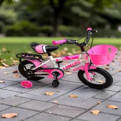 GENERICO - BICICLETA DE NIÑOS ARO 14 CON RUEDITAS COLOR ROSADO