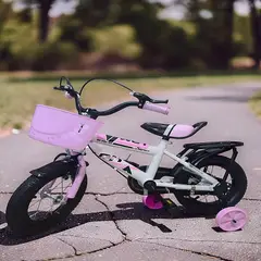 GENERICO - BICICLETA PARA NIÑOS ARO 14 CON RUEDITAS COLOR ROSA PASTEL