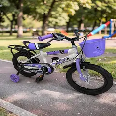 GENERICO - BICICLETA PARA NIÑOS ARO 14 CON RUEDITAS COLOR LILA