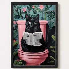 ELAB PROPIA - Cuadro Decorativo Gato Baño 30x40cm