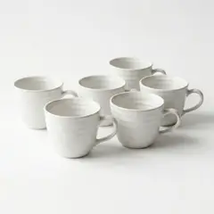 DECO EXPRESS - Set 6 Tazas Mug Cerámica Artesanal Asís 470 ml — Forma Ancha para Café con Leche