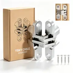 TSKY CHILE SHOPPING - Bisagra Invisible Oculta Para Puerta Madera 25mm 20kg Acero Inoxidable Cromo Satinado Embutida