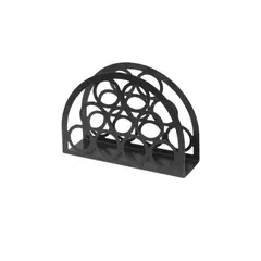 GENERICO - Servilletero de Mesa Metálico Negro Círculos 13.5cm