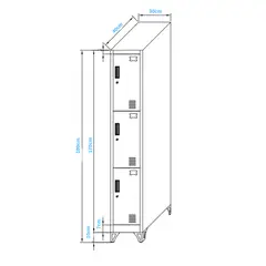 IGPRO - Locker 1 Cuerpo 3 Casilleros 180x30x45cm Negro