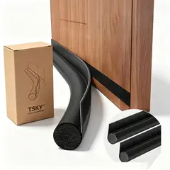 TSKY CHILE SHOPPING - Kit 2 Burletes Puerta Simple Eco Cuero Y Esponja Aislante Termico Acustico Proteccion Contra Frio