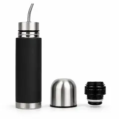TAWO - Termo Mate Acero Inoxidable Autocebante 2 en 1 750 Ml Hermetico Antiderrame - Negro