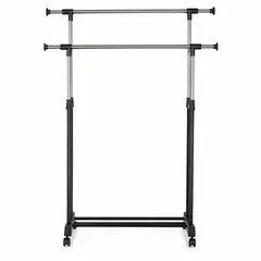 DOPA - Perchero Doble Para Ropa Ajustable Y Extensible Con Ruedas