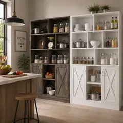 WUWAWDOGA - Mueble Cocinas Moderno Multiuso Estante Con 2 Puertas Blanco 180*120*38cm