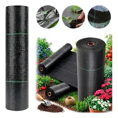 AMBM SHOP - 1Mx100M Malla Antihierbas Jardin Tela Geotextil Para Control Maleza Protección UV