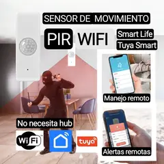 GENERICO - Sensor de movimiento PIR WiFi. Smart Life, Tuya. No requiere hub. Sensor PIR. Automatización