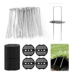 AMBM SHOP - Kit 50PCS Estaca Jardín Grapas Y Kit 50PCS Juntas Paisajísticas Galvanizadas