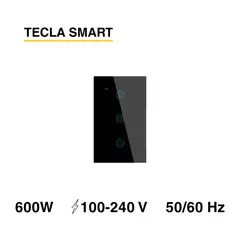 DEMASLED - Tecla Smart de Muro Táctil 3 Canales 600W Negro