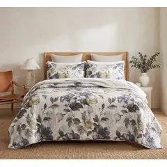 GENERICO - Cubrecama Quilt Verano 2 Plazas - Anémona Azul KFL079