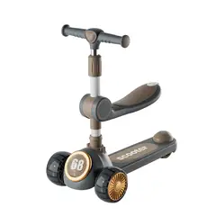 KIDSCOOL - Scooter Infantil 3 en 1 Plegable Con Asiento Gris
