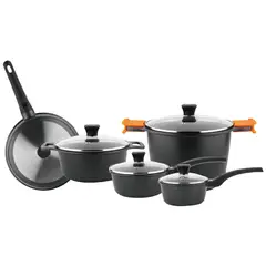 MARMICOC - Batería de Cocina Therma Orange 9 Piezas Aluminio Fundido