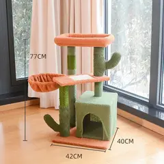 HOOPET - Torre Rascador Para Gatos Diseño Cactus De 4 Niveles Sisal