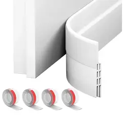 EVERSO - Set 4 Burletes Bajo Puerta Autoadhesivos Aislante Antipolvo Antiruido Blanco