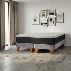 LATAM HOME - Cama Europea New Top Colchon Resortes 23 Cm 2 Pza Base Dividida Tela Velvet