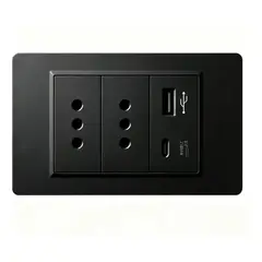 VIDA BUENAS - Pack 2 Tomacorrientes Empotrables 10a Con Usb Y Usb-c Negro