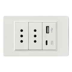 VIDA BUENAS - Pack 2 Tomacorrientes 10a Empotrables Con Usb Y Usb-c Blanco