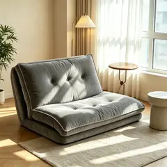 VIDA BUENAS - Sillón Puff Plegable Con Apoyapiés Gris