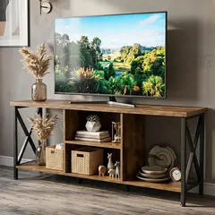 ELEMENT DESIGN - Rack TV 50 Industrial 120x30x50 cm con Almacenamiento Abierto Marrón Rústico