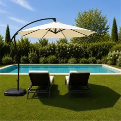 ALERIA - Quitasol Lateral Con Base Beige 300 cm con Manivela